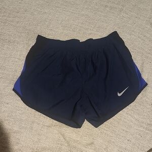 Nike Dark Blue Sports Shorts with Silver Swoosh